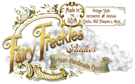 Fairy Freckles Studios Vintage Style Clocks and Plaques