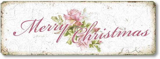 Item 05114 Shabby Chic Pink Christmas Rose Sign