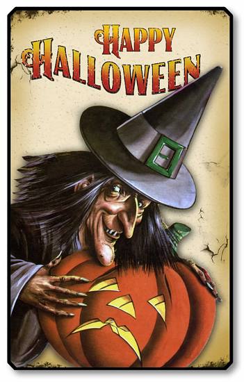 Item 10012 Classic Retro Halloween Witch Plaque