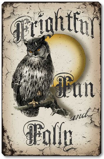 Item 10016 Vintage Style Halloween Owl Plaque