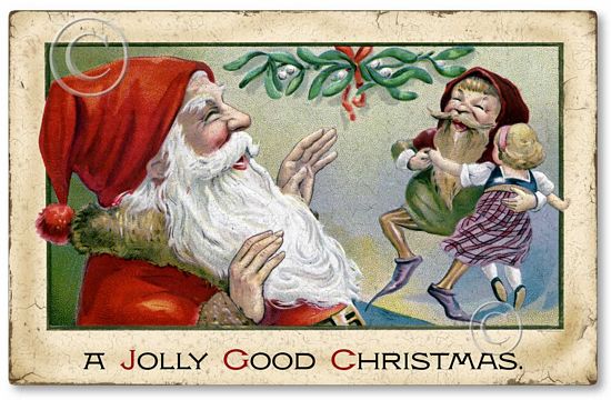 Item 1408 Victorian Santa with Elf Christmas Plaque