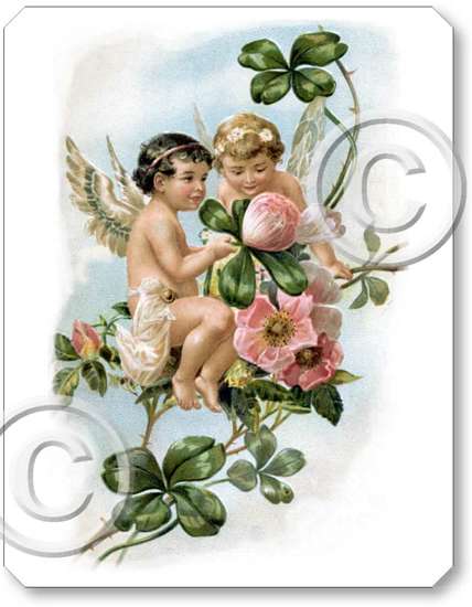 Item 20817 Fairy Angel Pink Roses Clover Sign