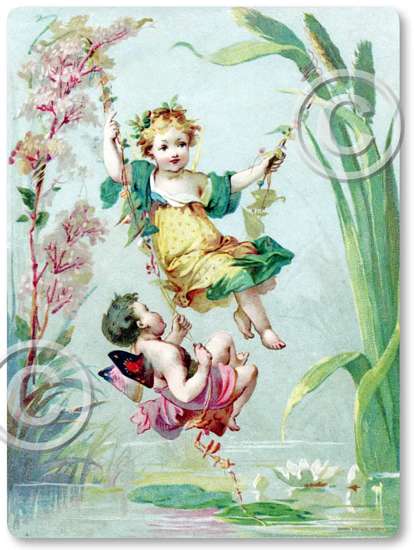 Item 50 Victorian Fairies on Swing Plaque