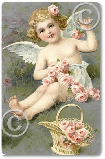 Item 82 Victorian Angel Pink Roses Plaque