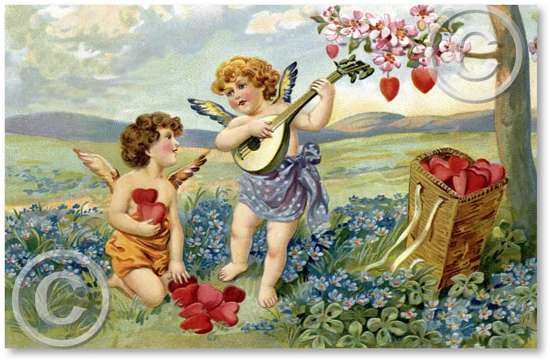 Item 87 Victorian Cupids Valentine Plaque