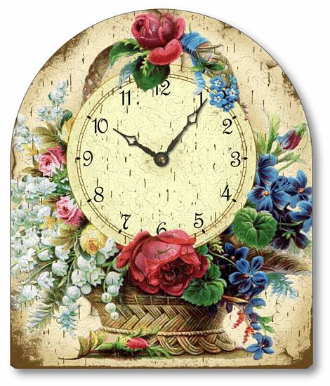 Item C1110 Flower Basket Tabletop Mantel Clock