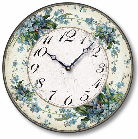Item C1124 Vintage Style 12 Inch Forget Me Nots Clock
