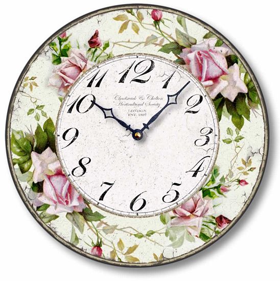 Item C1126 Pink Roses Wall Clock