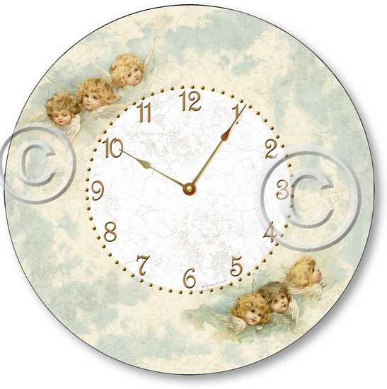 Item C1608 Vintage Style Shabby Chic Angels Clock