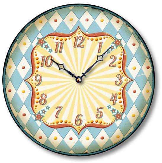 Item C1622 Antique Style Circus Carnival Wall Clock