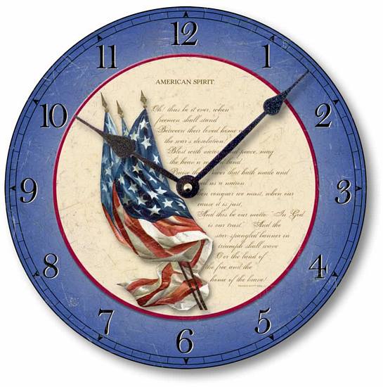 Item C2003 Vintage Style American Flag Wall Clock