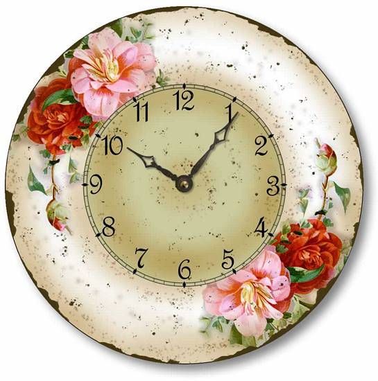 Item C52807 Vintage Style Camellias Clock