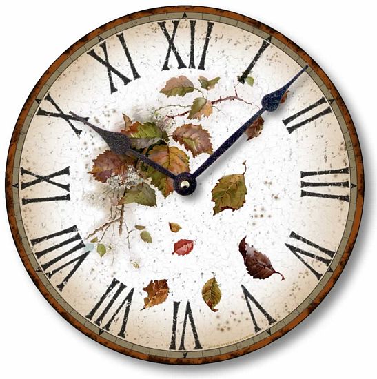 Item C6013 Rustic Vintage Style Leaves Clock