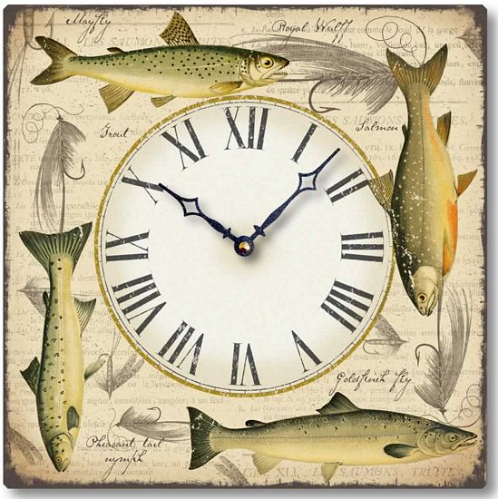 Item C8214 Fishing Flies and Fish Clock