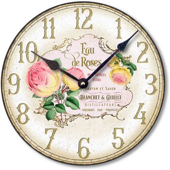 Item C8255 Vintage Style Rose Perfume Label Clock