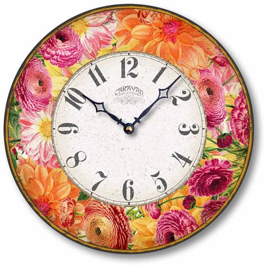 Item C8320 Pink and Orange Floral Wall Clock