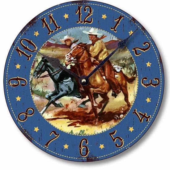 Item C9000 Retro Western Cowboy Horses Wall Clock
