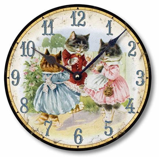 Item C9005 Three Kittens Vintage Style Clock