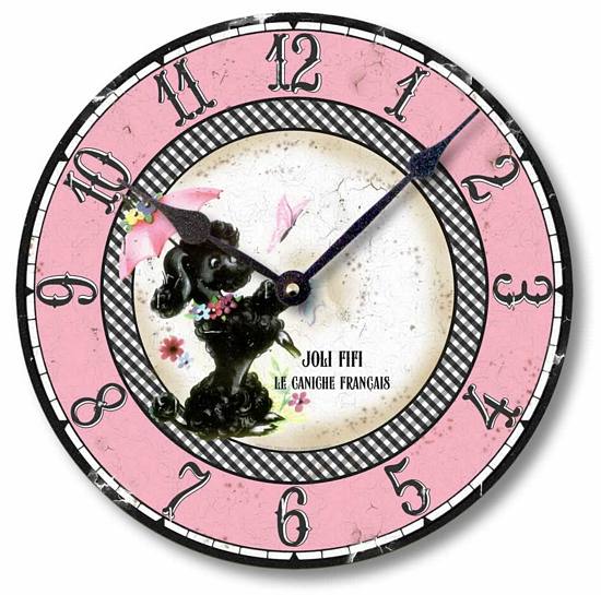 Item C9006 Fifties Retro Pink Poodle Clock