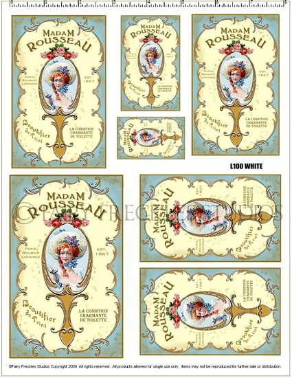 Item L100 Shabby Victorian Style Vintage Label Decals