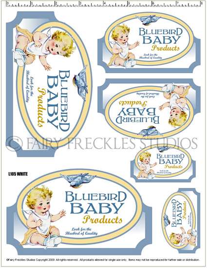 Item L105 Shabby Vintage Style Baby Label Decals