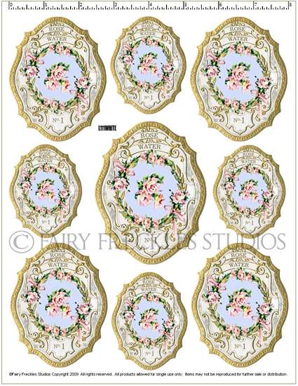 Item L111 Shabby Victorian Style Perfume Label Decals