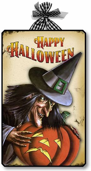 Item 10012 Vintage Style Halloween Witch Plaque
