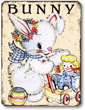 Item 10100 Vintage Style Bunny Nursery Plaque