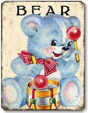 Item 10106 Vintage Style Blue Teddy Bear Nursery Plaque