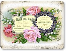Item 1191 Vintage Pink Roses Soap Perfume Lable Plaque