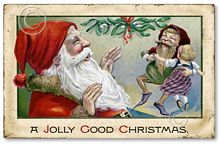 Item 1408 Victorian Santa with Elf Christmas Plaque