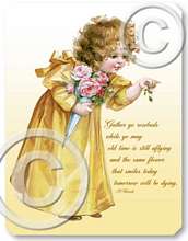 Item 21007 Girl Gathers Roses Plaque