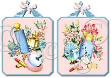 Items 3051 Fifties Style Pink Dressing Bath Room Plaques