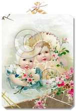 Item 32207 Vintage Victorian Style Babies in Bonnets Plaque