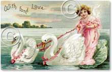 Item 52 Victorian Angel & Swans Valentine Plaque