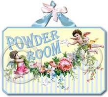 Item 60806 Plaque Cherubs Angels Powder Room Sign