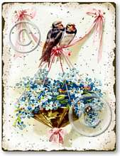 Item 705 Vintage Victorian Style Love Birds Sign