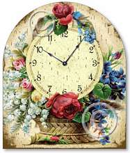Item C1110 Vintage Style Victorian Flower Basket Clock