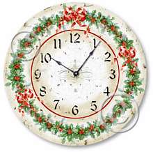 Item C1408 Vintage Style Christmas Holly Clock