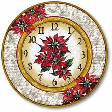 Item C1412 Vintage Style Christmas Poinsetta Clock