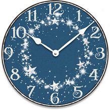 Item C1465 Vintage Style Winter Stars Wall Clock