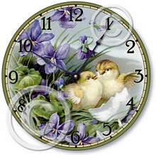 Item C1501 Easter Chicks Victorian Style Shabby Chic Clock