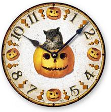 Item C1553 Halloween Pumpkin Owl Wall Clock
