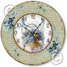 Item C1601 Vintage Style Forget Me Nots Birds Clock