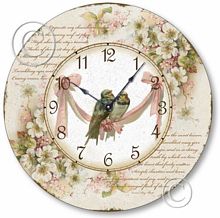 Item C1602 Vintage Victorian Style Shabby Lovebirds Clock