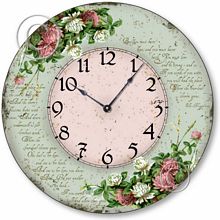 Item C1606 Vintage Style Shabby Pink Clover Clock