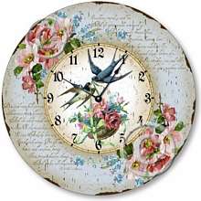 Item C1607 Vintage Victorian Style Birds and Flowers Clock
