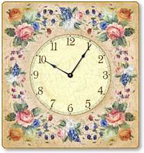 Item C2008 Vintage Style Tole Paint Design Clock