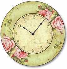 Item C2012 Vintage Style Pink Rose Wall Clock