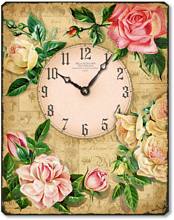 Item C3629 Vintage Style Pink and Yellow Roses Wall Clock